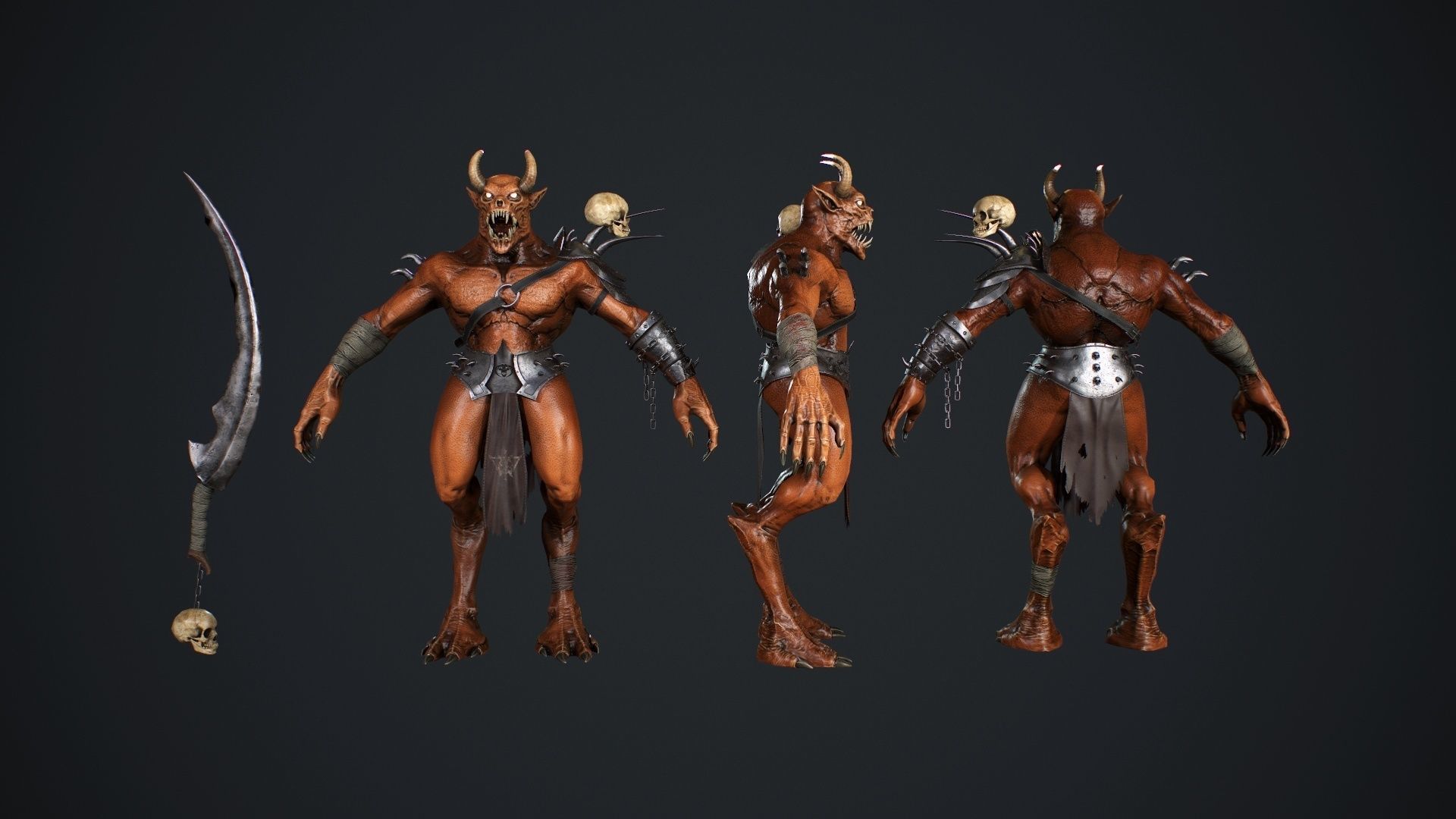 Demon 2 holding sword Low-poly 3D model_8