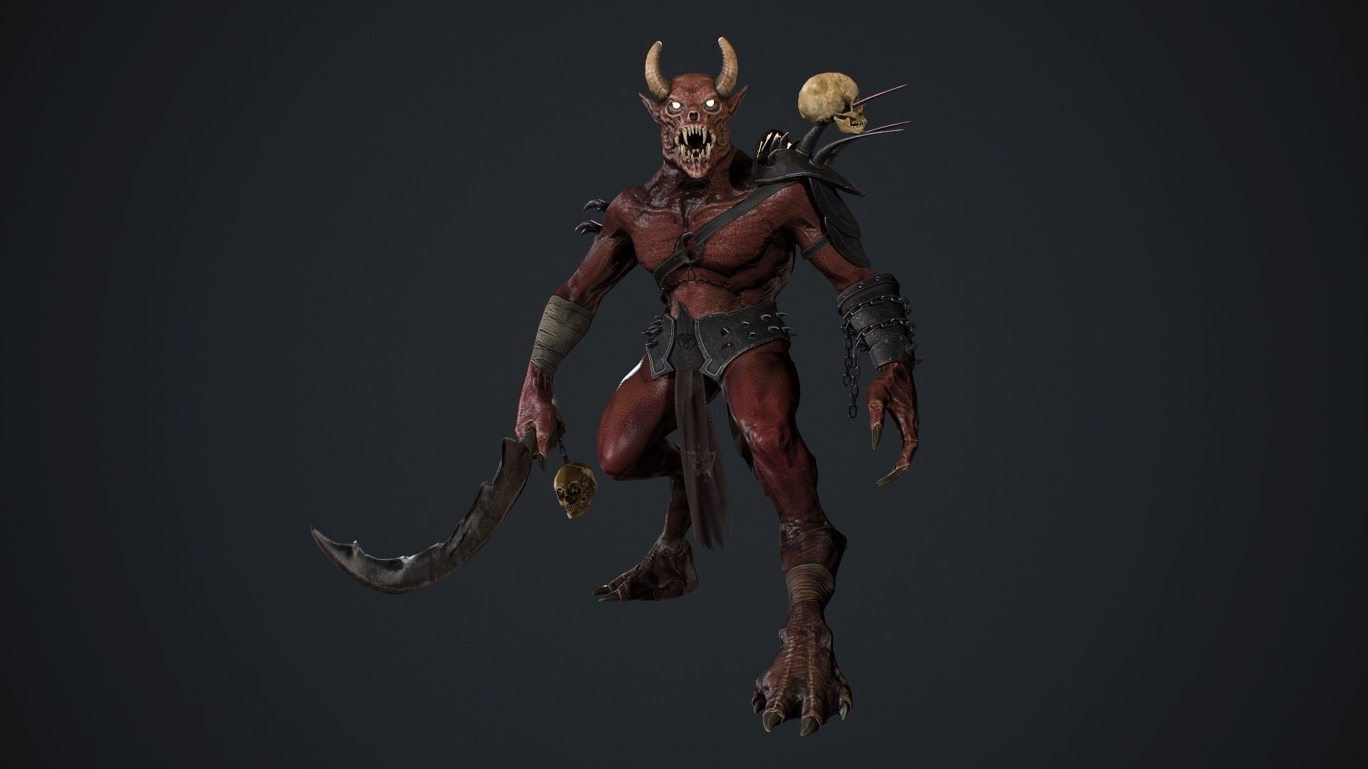 Demon 2 holding sword Low-poly 3D model_13
