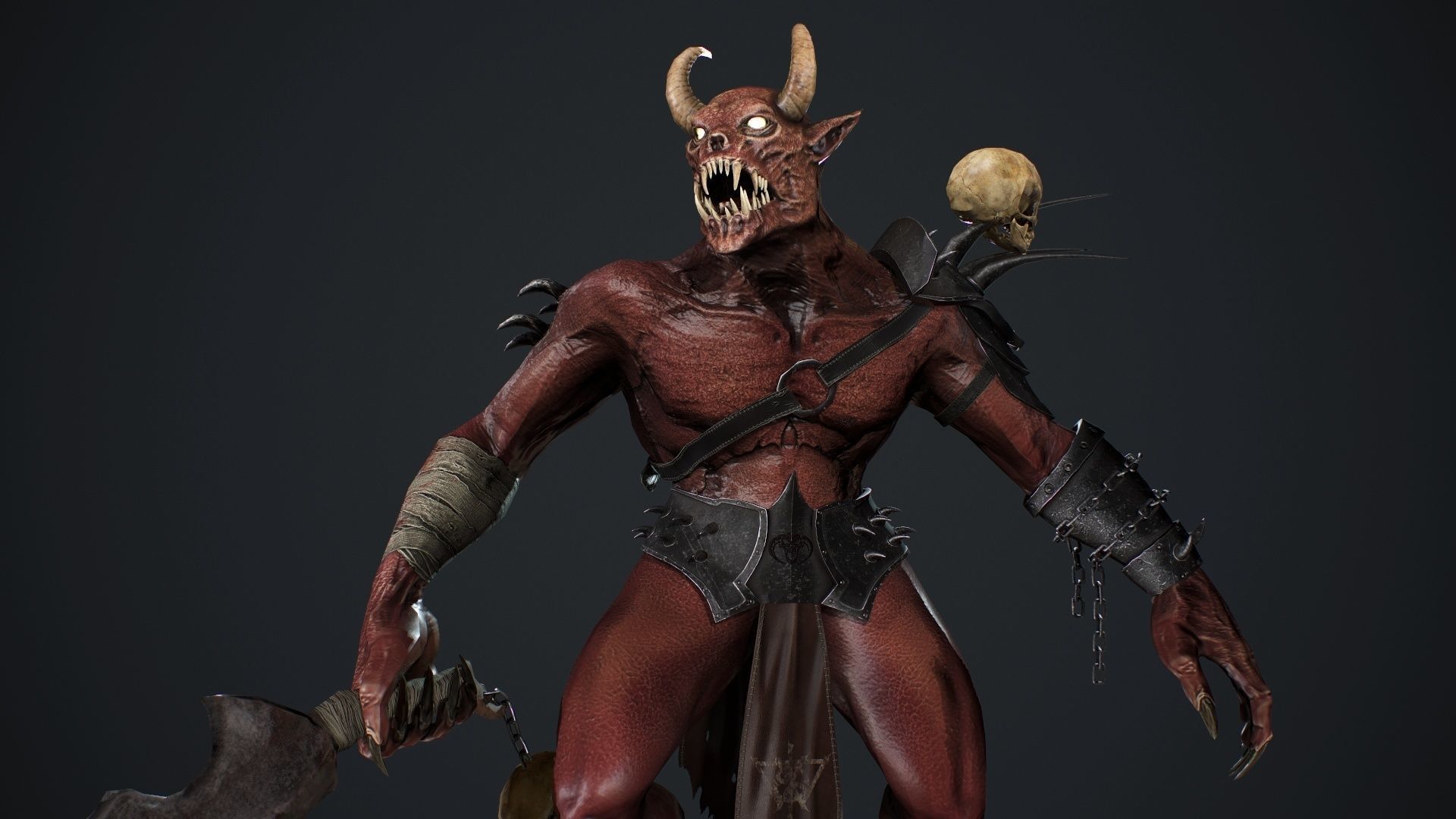 Demon 2 holding sword Low-poly 3D model_10