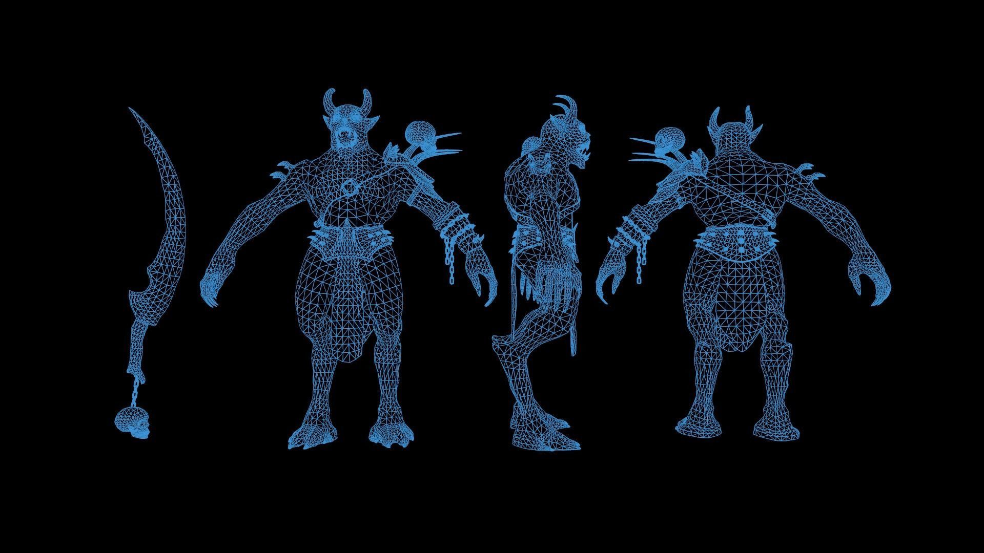 Demon 2 holding sword Low-poly 3D model_9