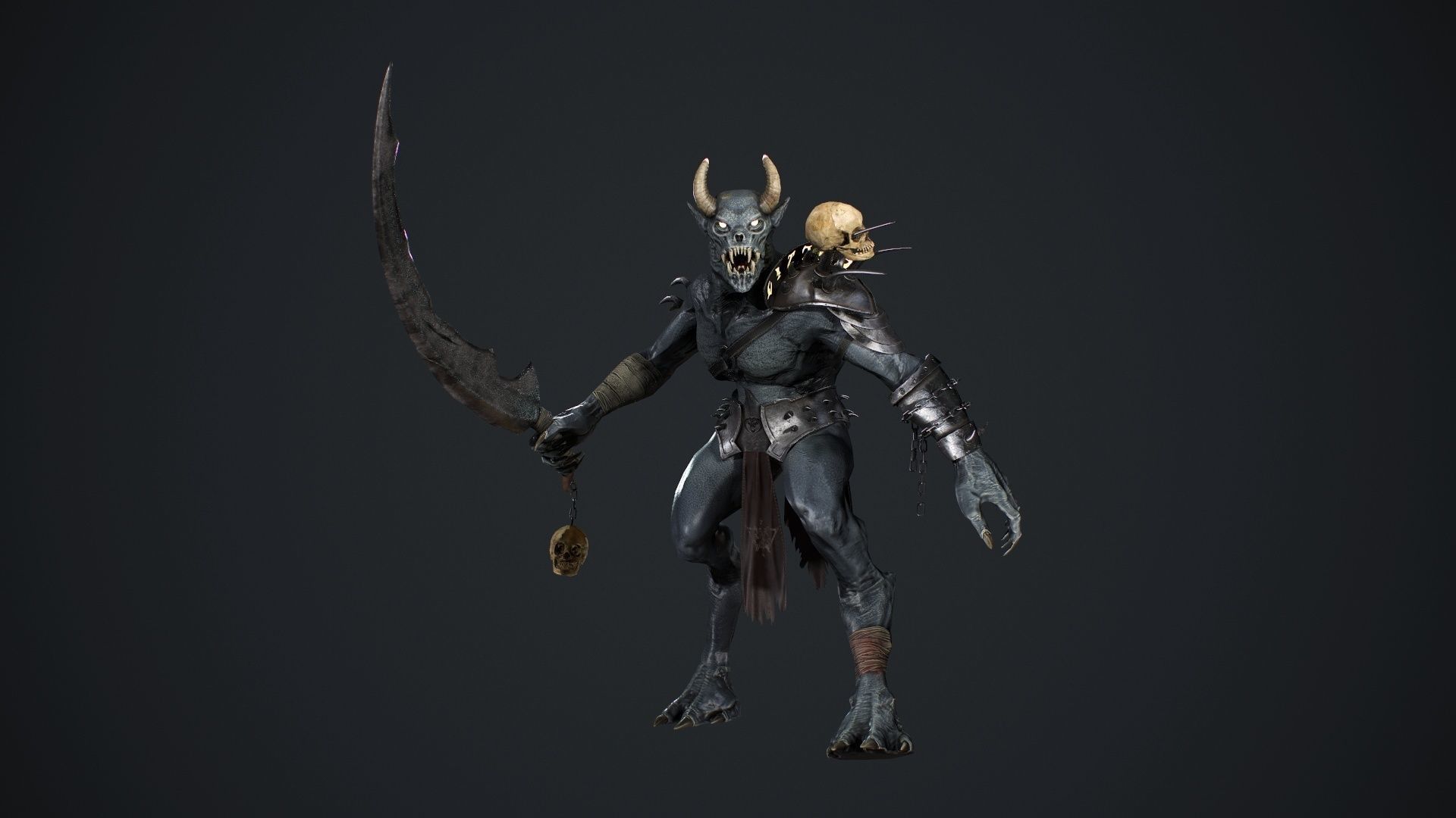 Demon 2 holding sword Low-poly 3D model_18