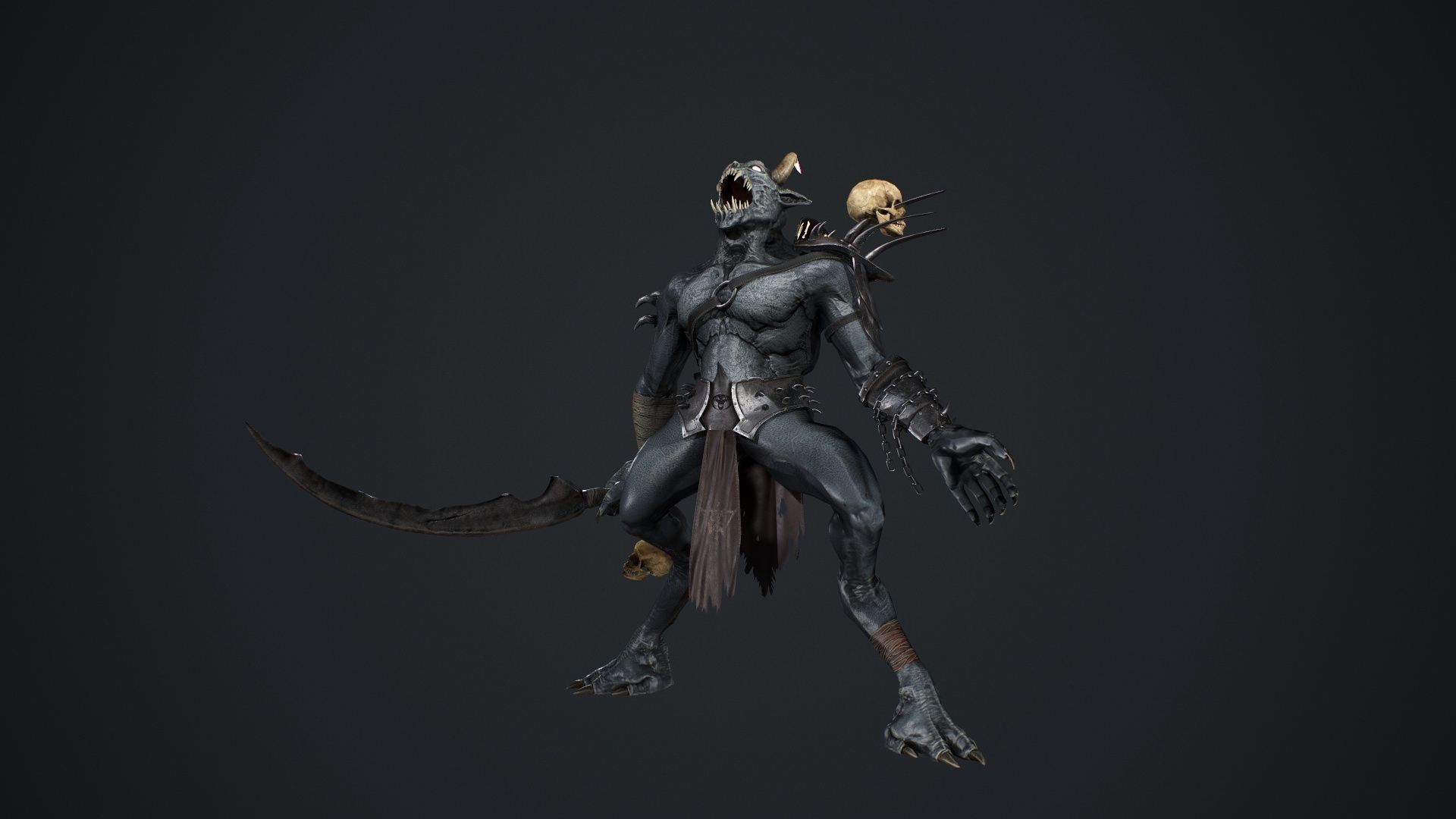 Demon 2 holding sword Low-poly 3D model_15