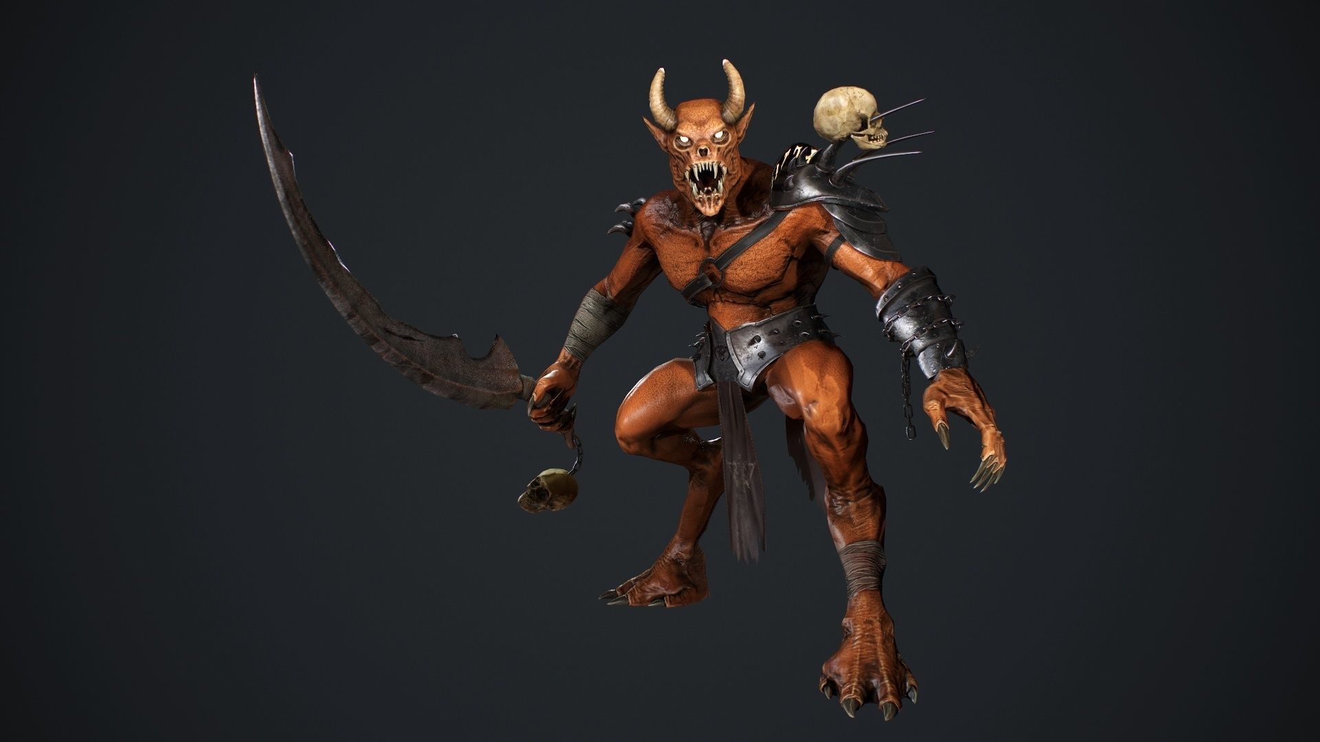 Demon 2 holding sword Low-poly 3D model_19