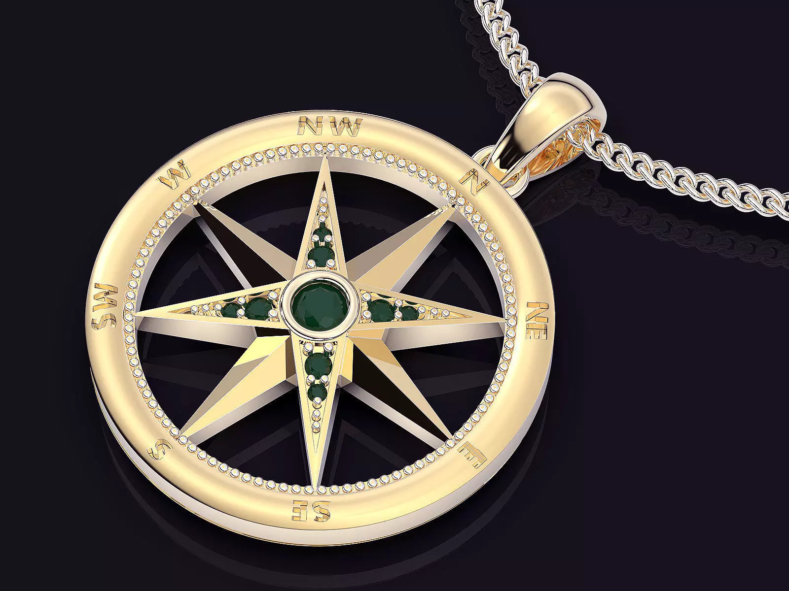 Compass pendant gold printable jewelry 3D model 3D print model