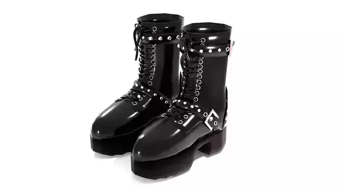 Boot Black Leather  Footwear Women Clothing  VR and Game Ready