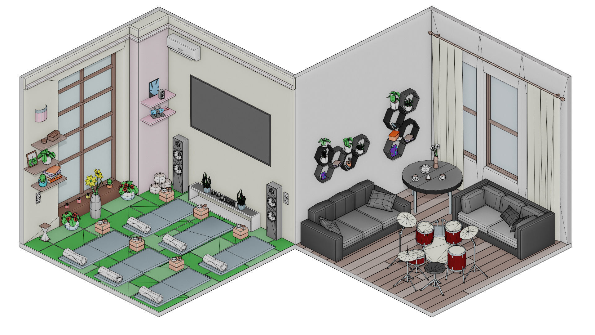 room 8 in sims Low-poly 3D model_1