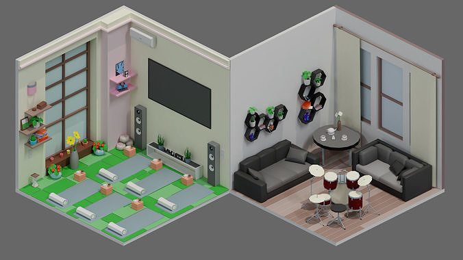 room 8 in sims Low-poly 3D model