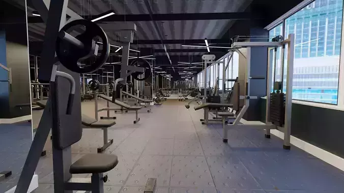 realistic GYM model scene - fitness center