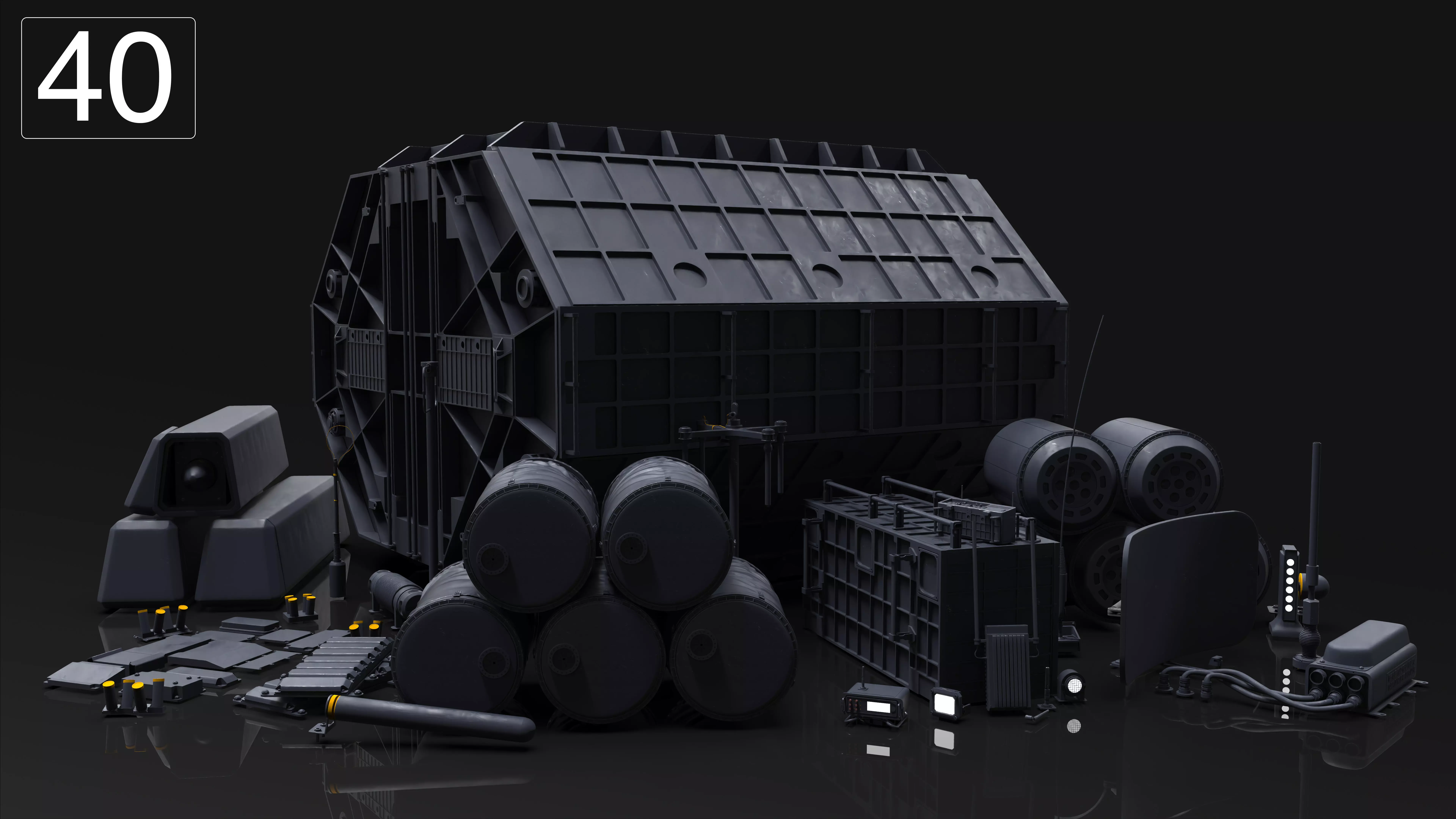 40 SUBD Military Vehicle Kitbash Elements 3D model