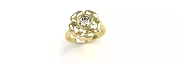 Ladies Bezel Set Flower Ring Diamond Gold Silver Womens Jewelry