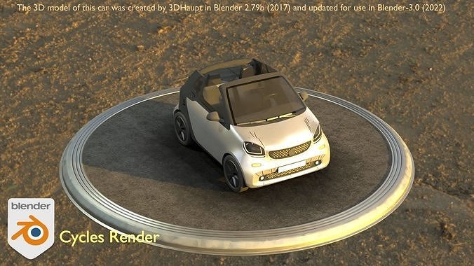 City Car 75 Small Convertible Open Type-E Silver Low-poly 3D model