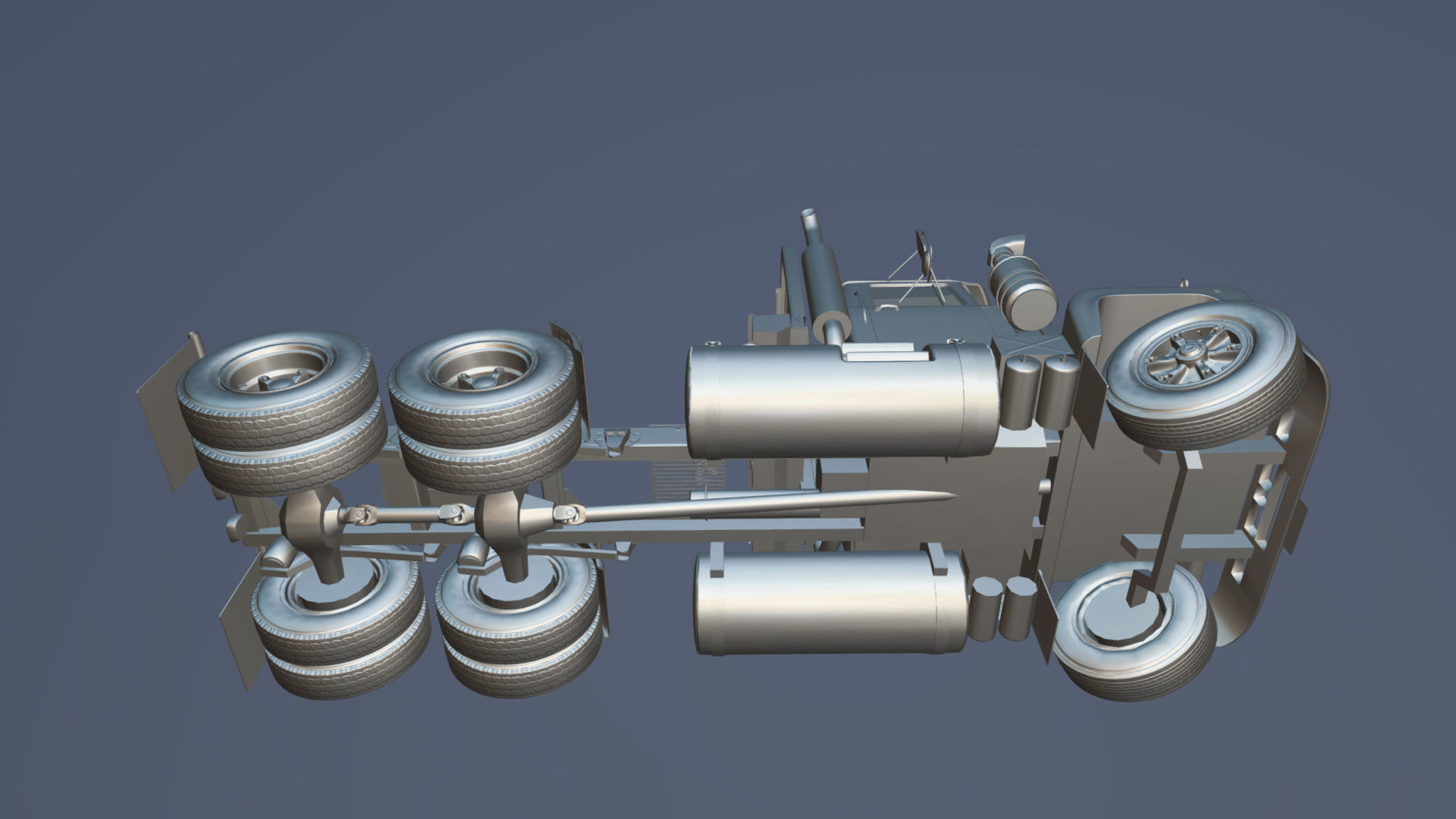Classic semitruck Low-poly 3D model_31
