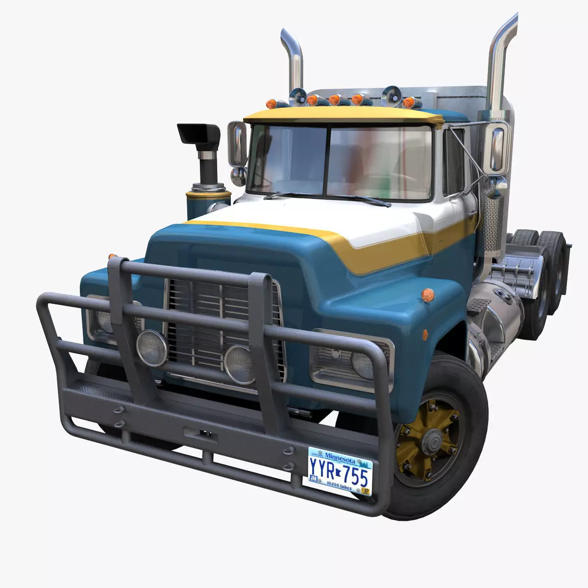 Classic semitruck Low-poly 3D model_0