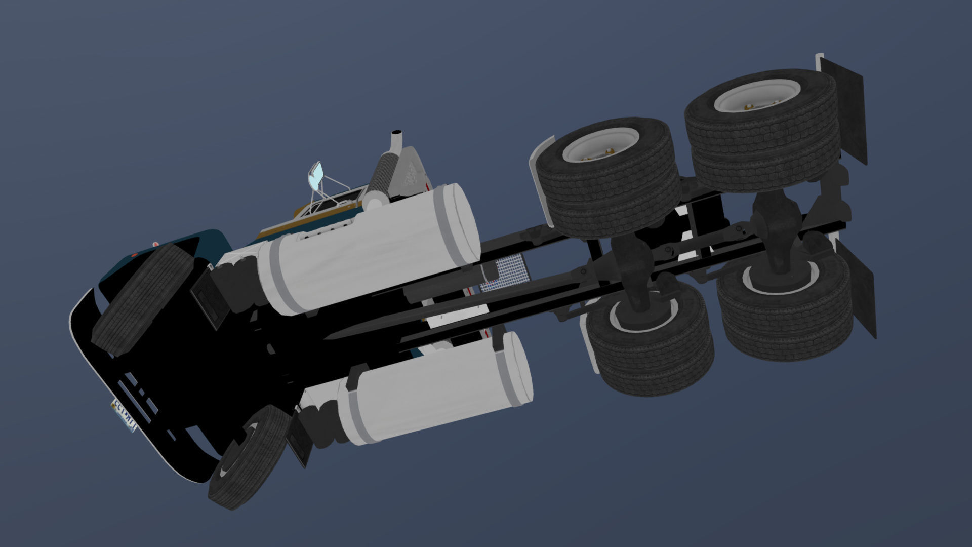 Classic semitruck Low-poly 3D model_36