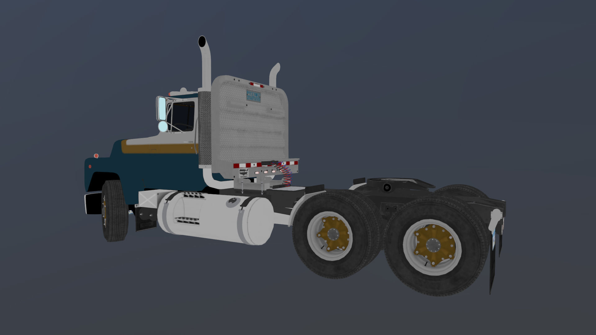 Classic semitruck Low-poly 3D model_34