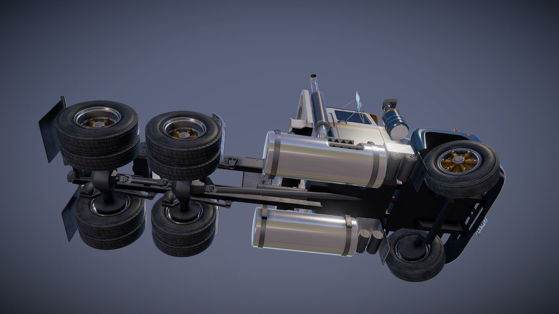 Classic semitruck Low-poly 3D model_26