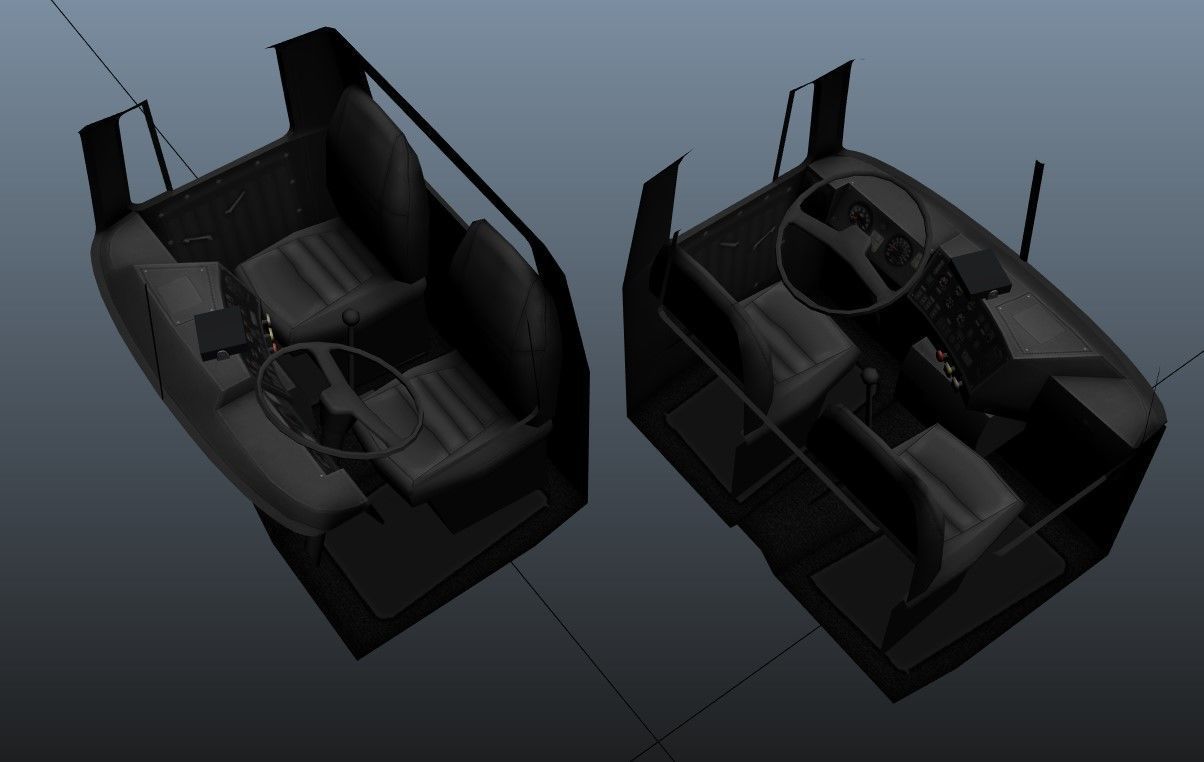 Classic semitruck Low-poly 3D model_42