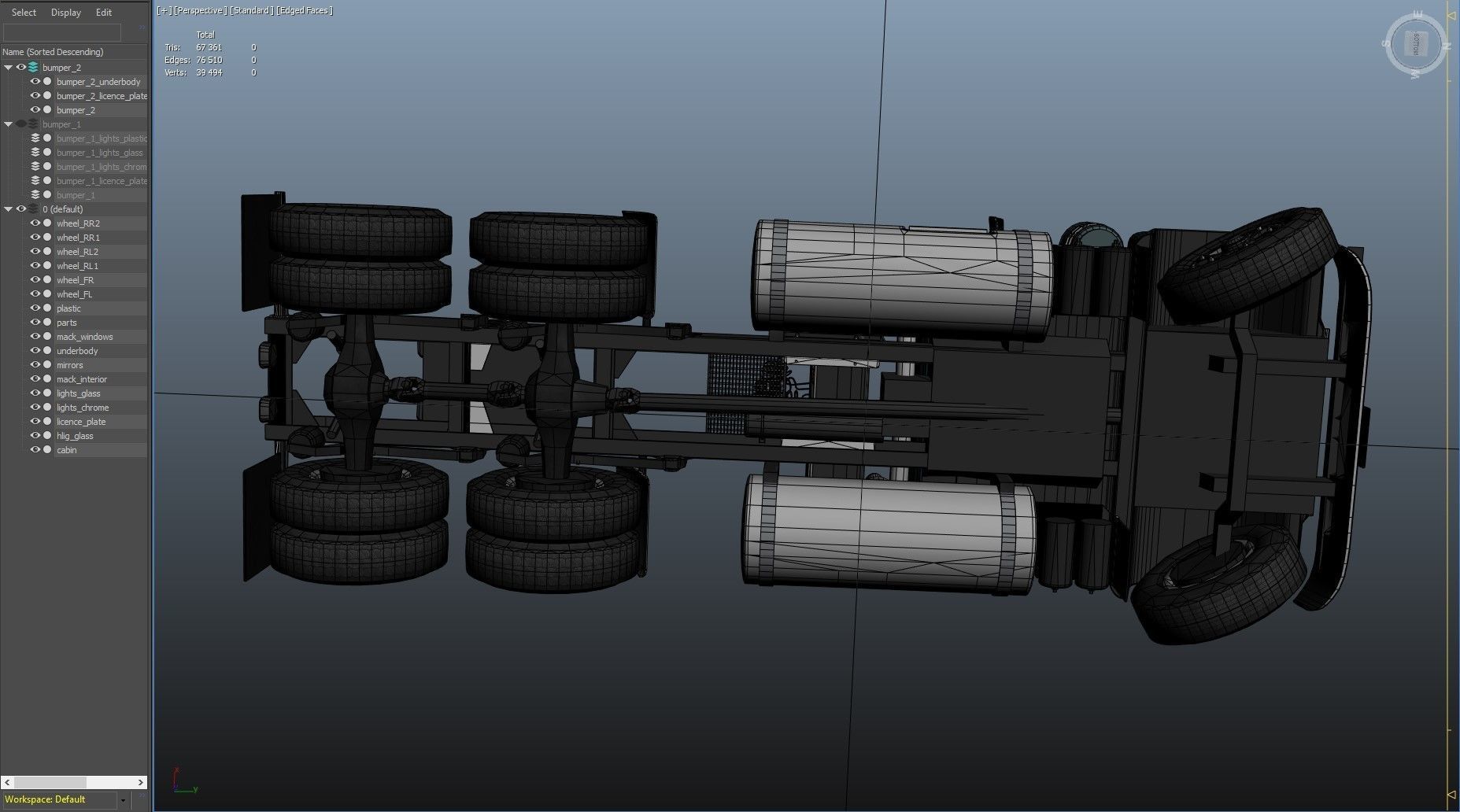 Classic semitruck Low-poly 3D model_40