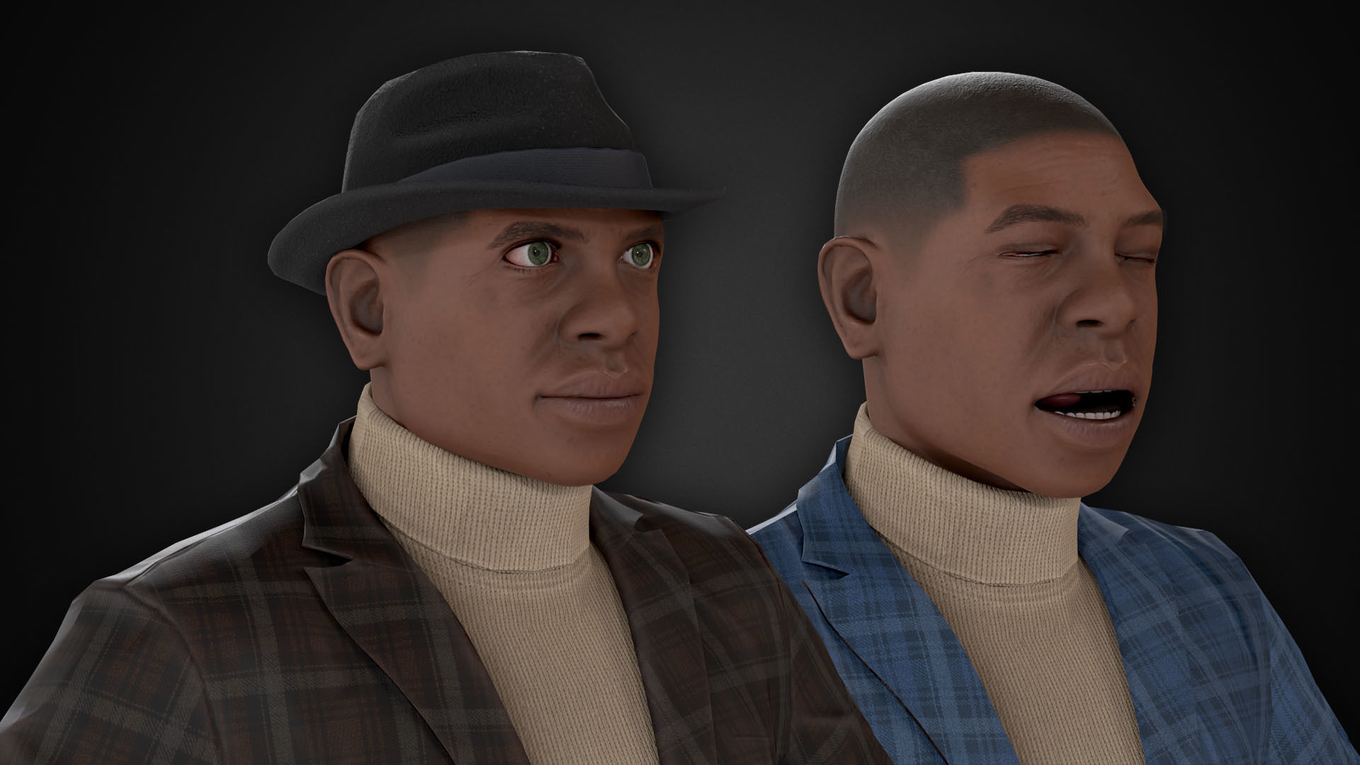 Man In Suit and Hat Low-poly 3D model_9