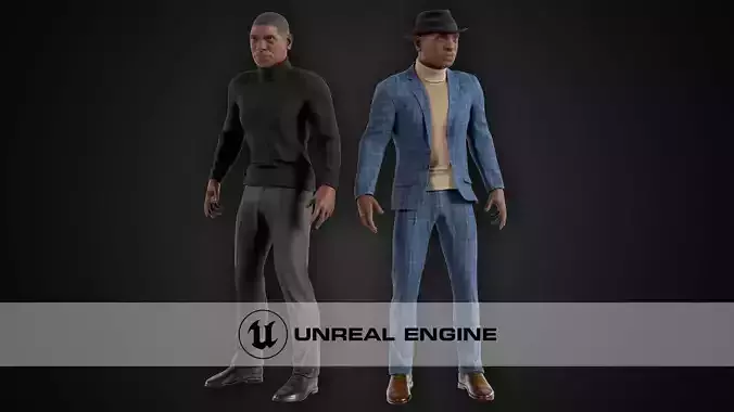 Man In Suit and Hat Low-poly 3D model