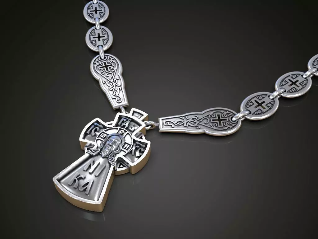 Cross for men jewelry pendant chain necklace 3D print model_0