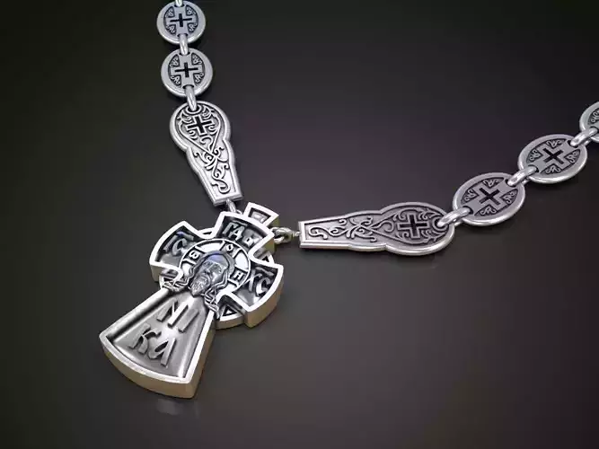 Cross for men jewelry pendant chain necklace 3D print model
