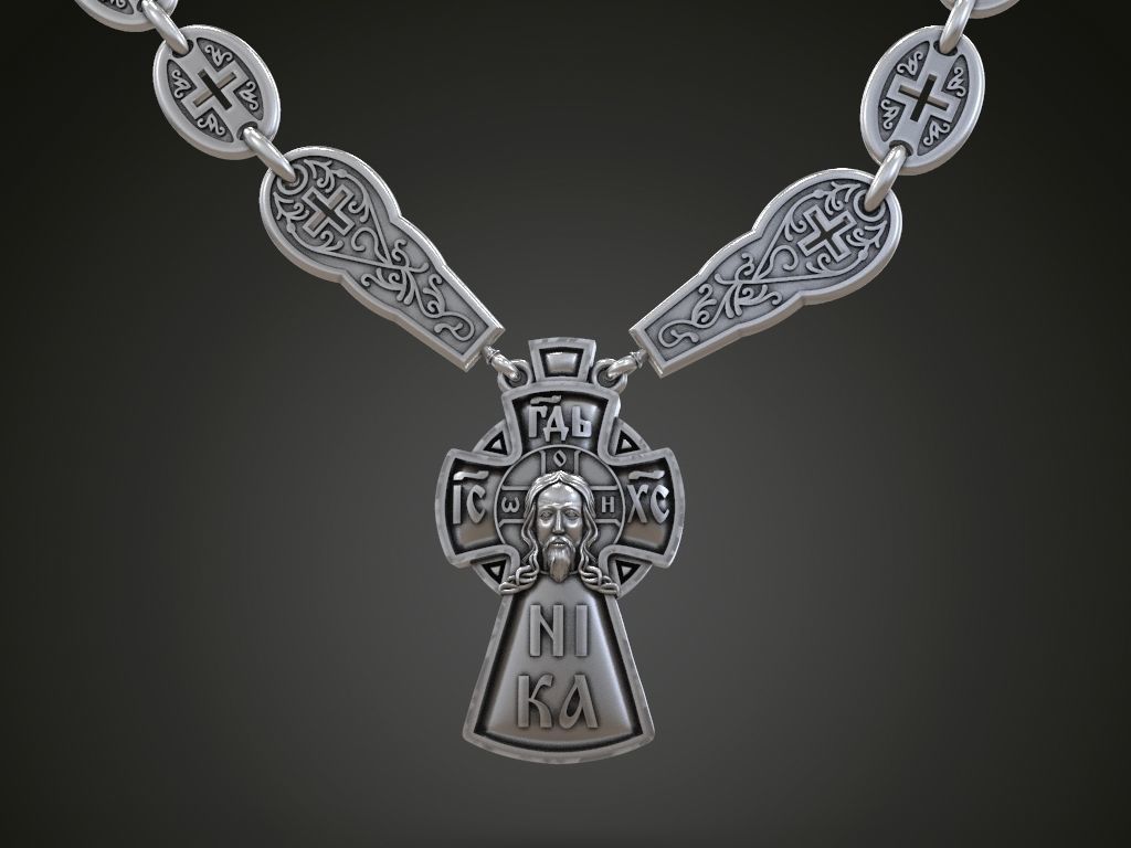 Cross for men jewelry pendant chain necklace 3D print model_12