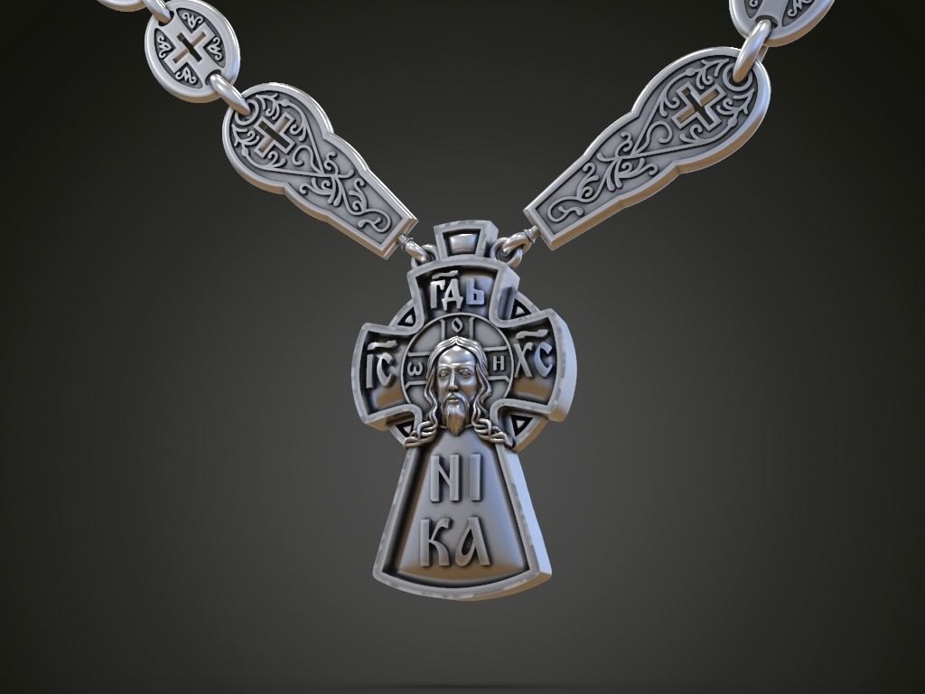 Cross for men jewelry pendant chain necklace 3D print model_2