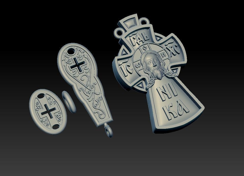 Cross for men jewelry pendant chain necklace 3D print model_10