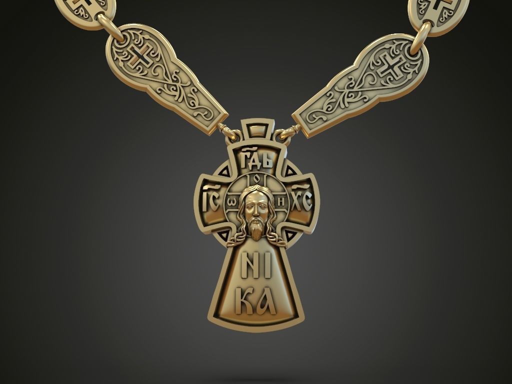 Cross for men jewelry pendant chain necklace 3D print model_8