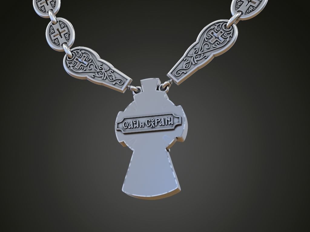 Cross for men jewelry pendant chain necklace 3D print model_4
