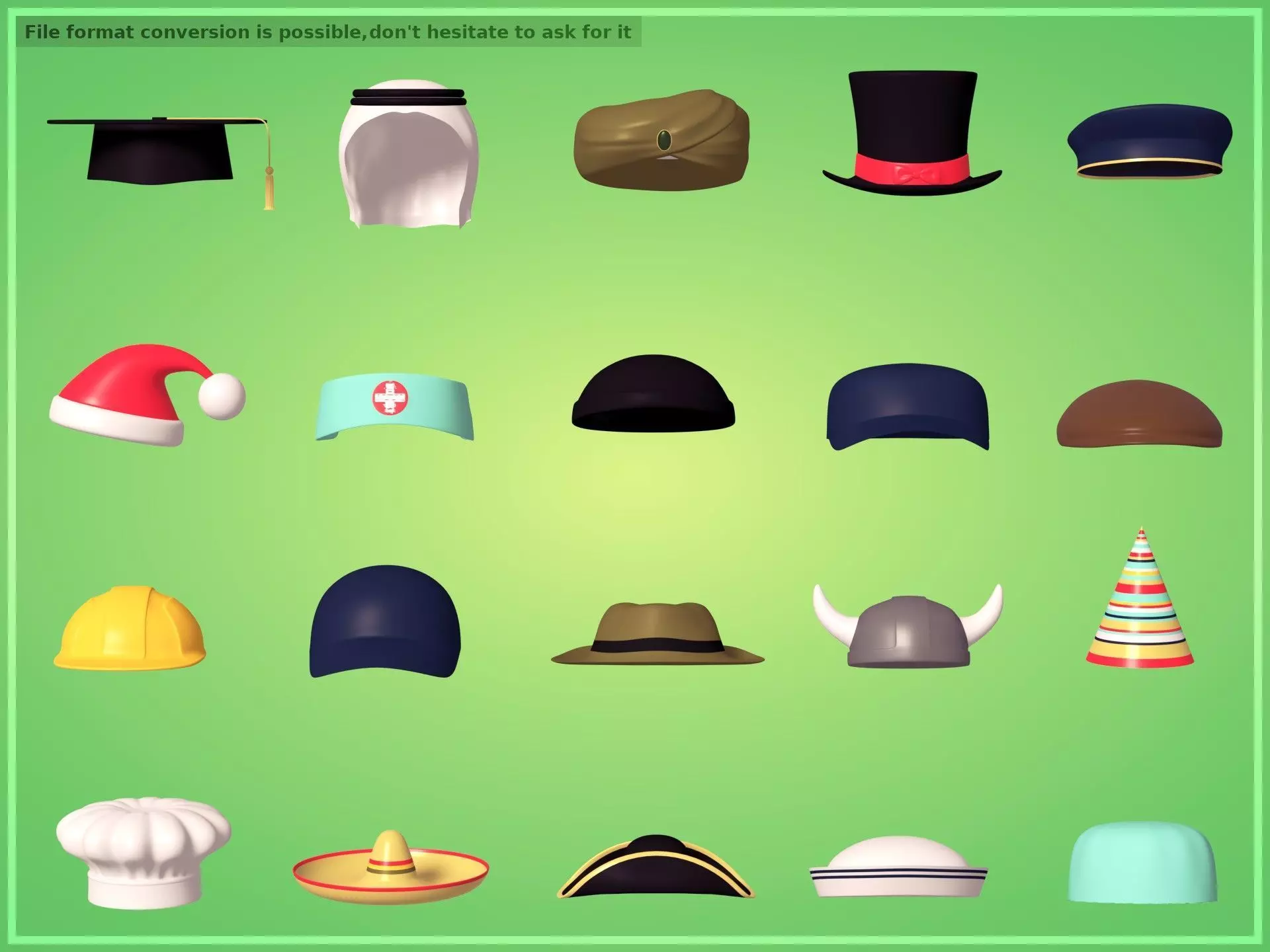 Hats Pack Low-poly 3D model