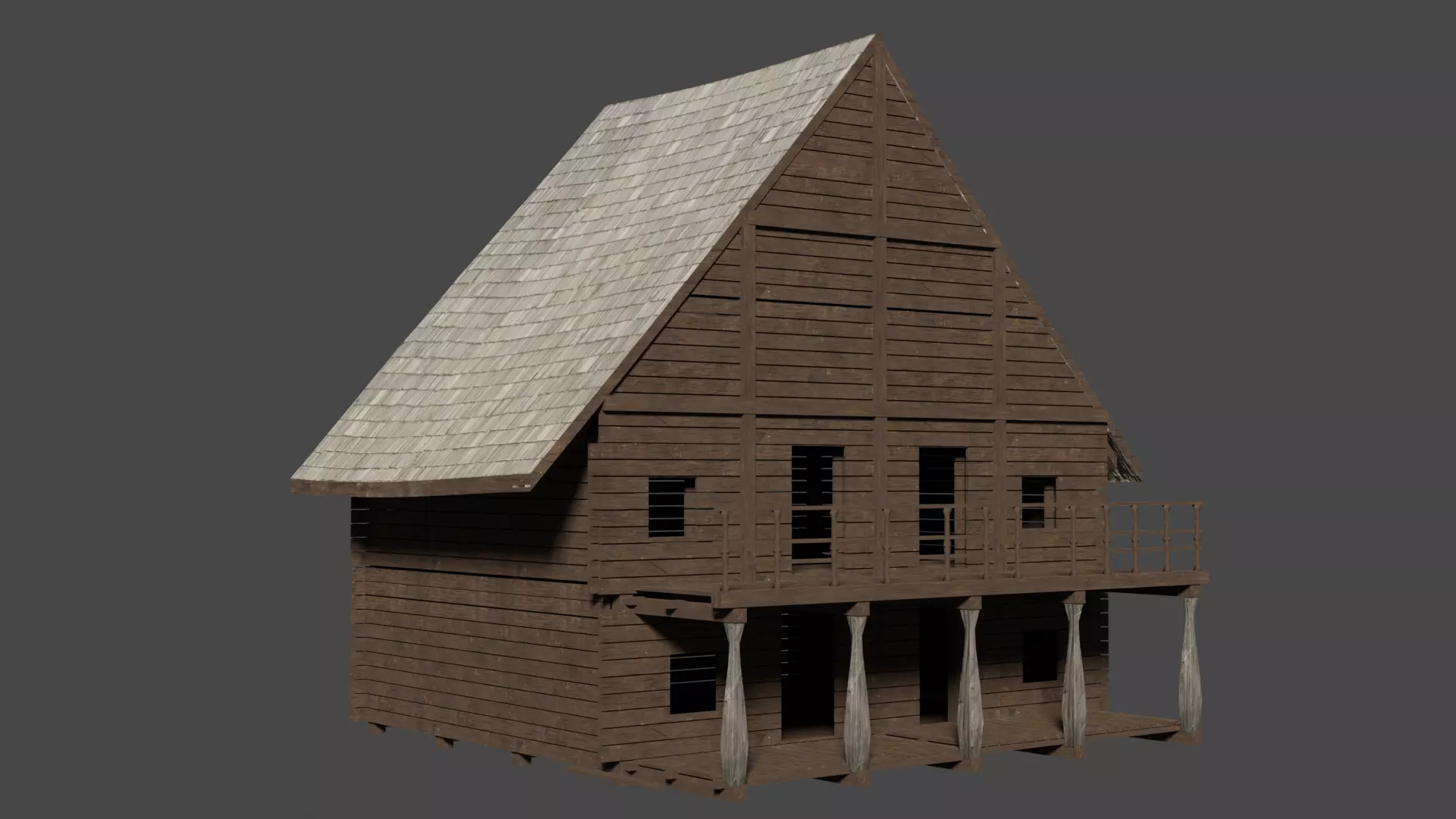 Wood House LowPoly Free low-poly 3D model