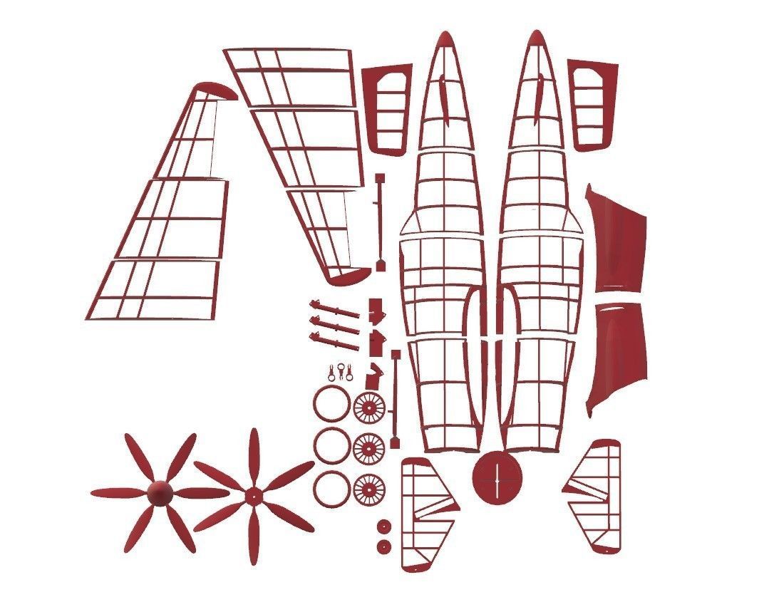 J7W1 Shinden Scale Flying Aircraft 1000mm 3D print model_2