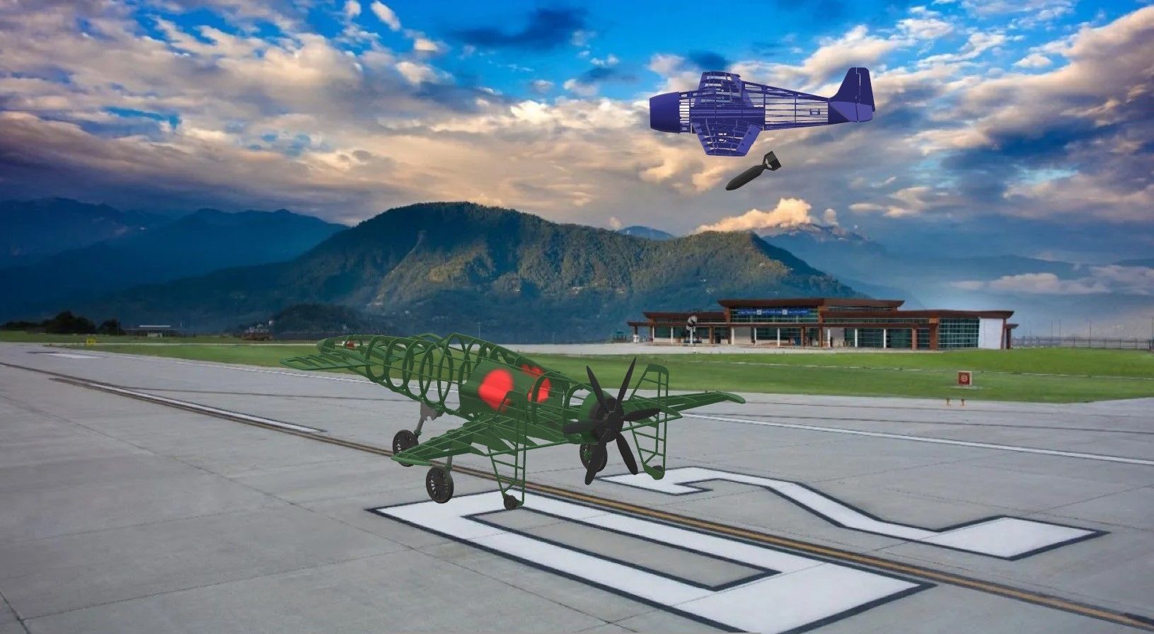 J7W1 Shinden Scale Flying Aircraft 1000mm 3D print model_1