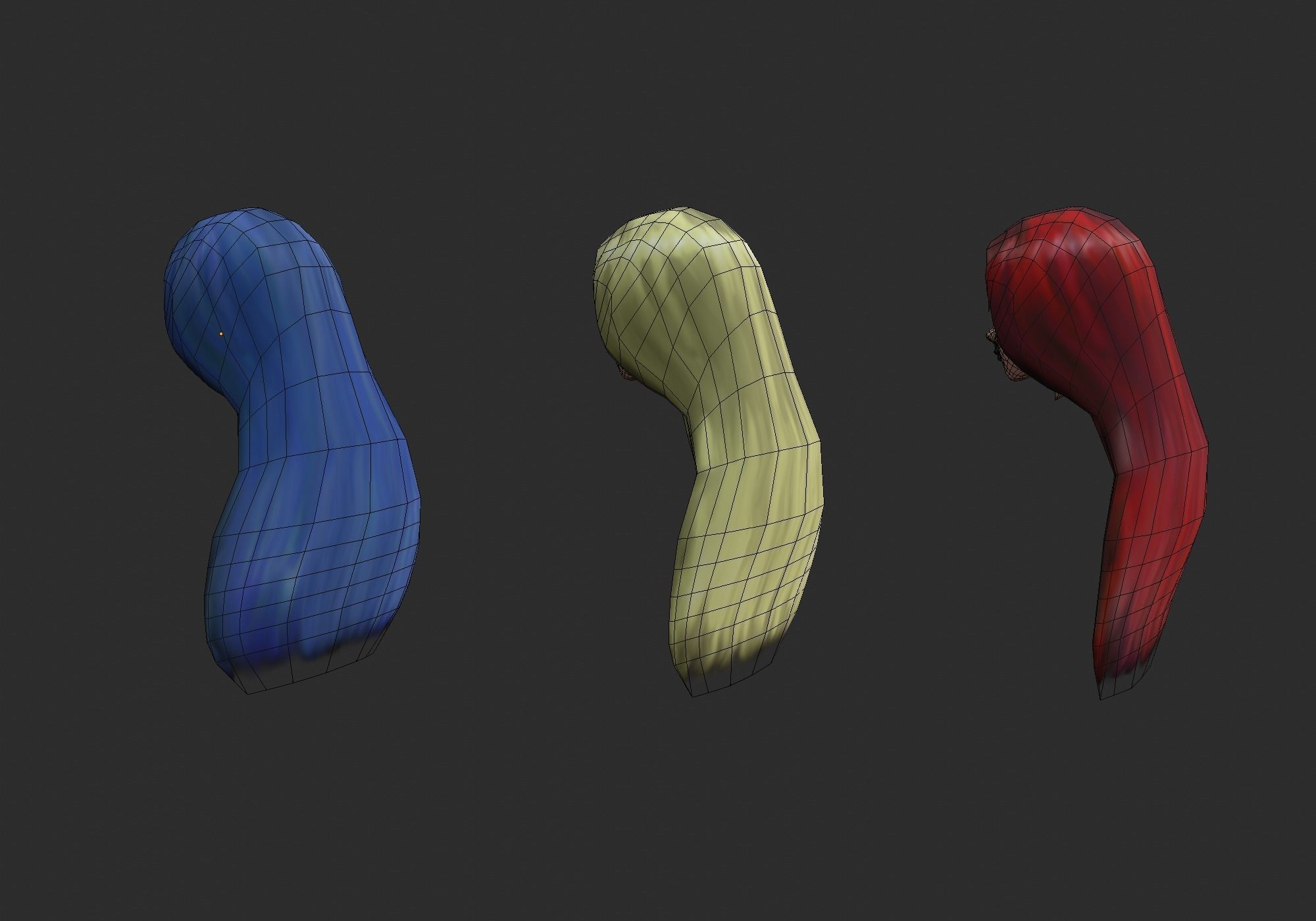 long anime hair in 3x styles low poly Low-poly 3D model_13