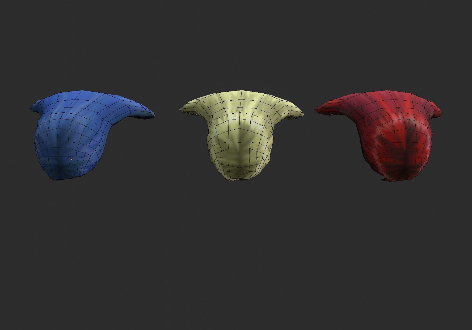 long anime hair in 3x styles low poly Low-poly 3D model_16