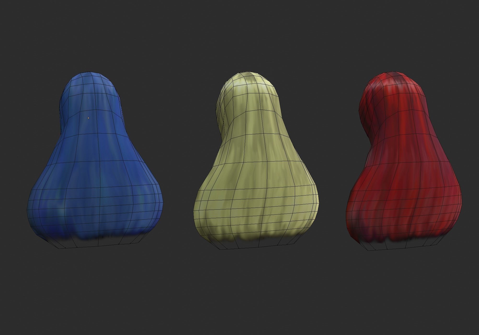 long anime hair in 3x styles low poly Low-poly 3D model_12