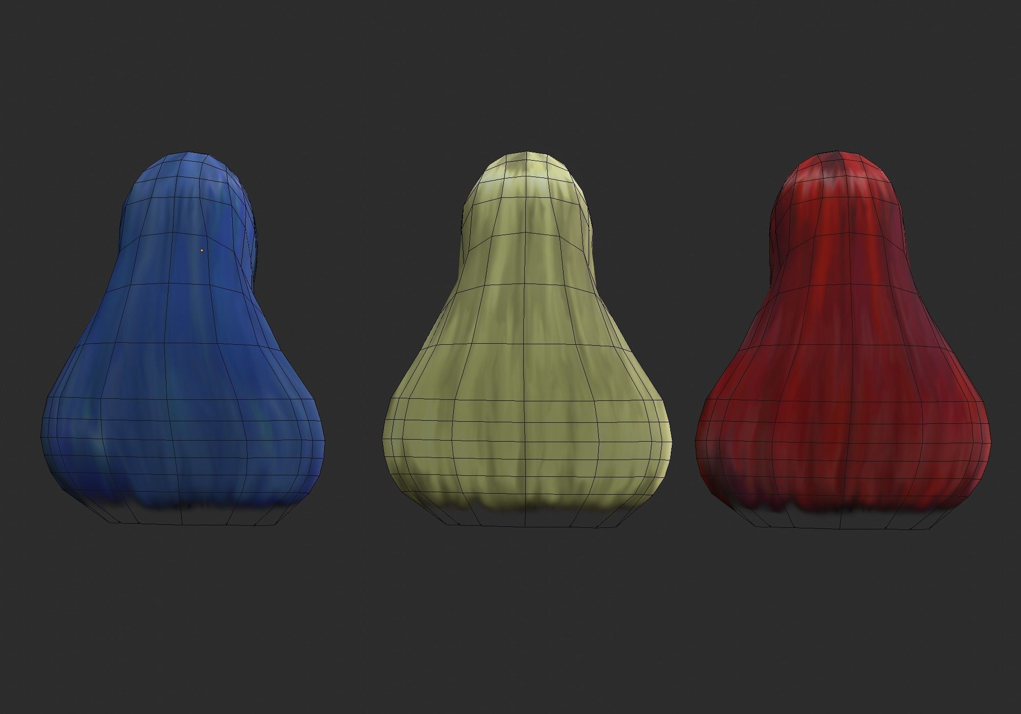 long anime hair in 3x styles low poly Low-poly 3D model_11