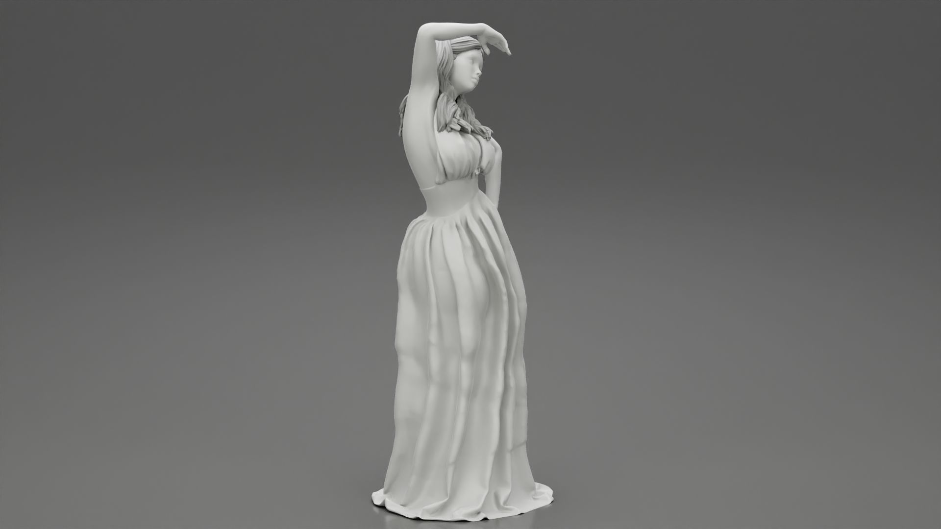 Beautiful Woman in Dress 3D print model_3