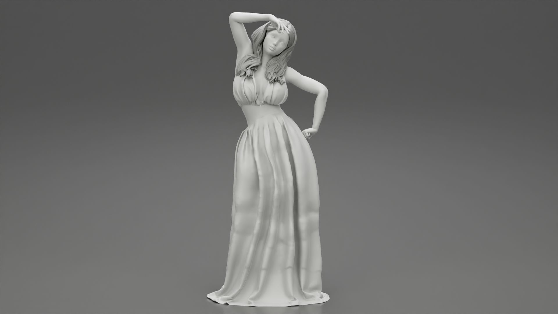 Beautiful Woman in Dress 3D print model_1