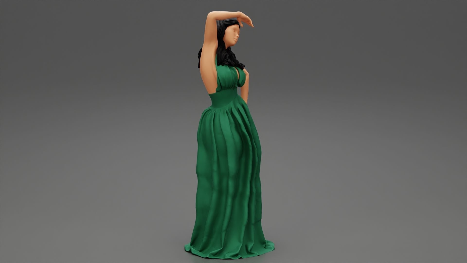 Beautiful Woman in Dress 3D print model_2