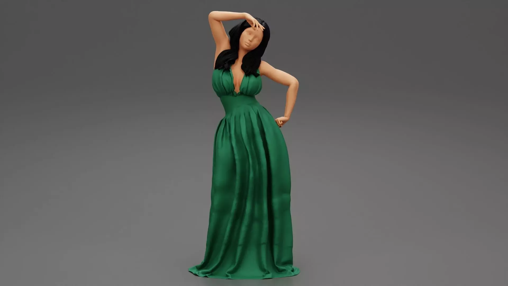 Beautiful Woman in Dress 3D print model_0