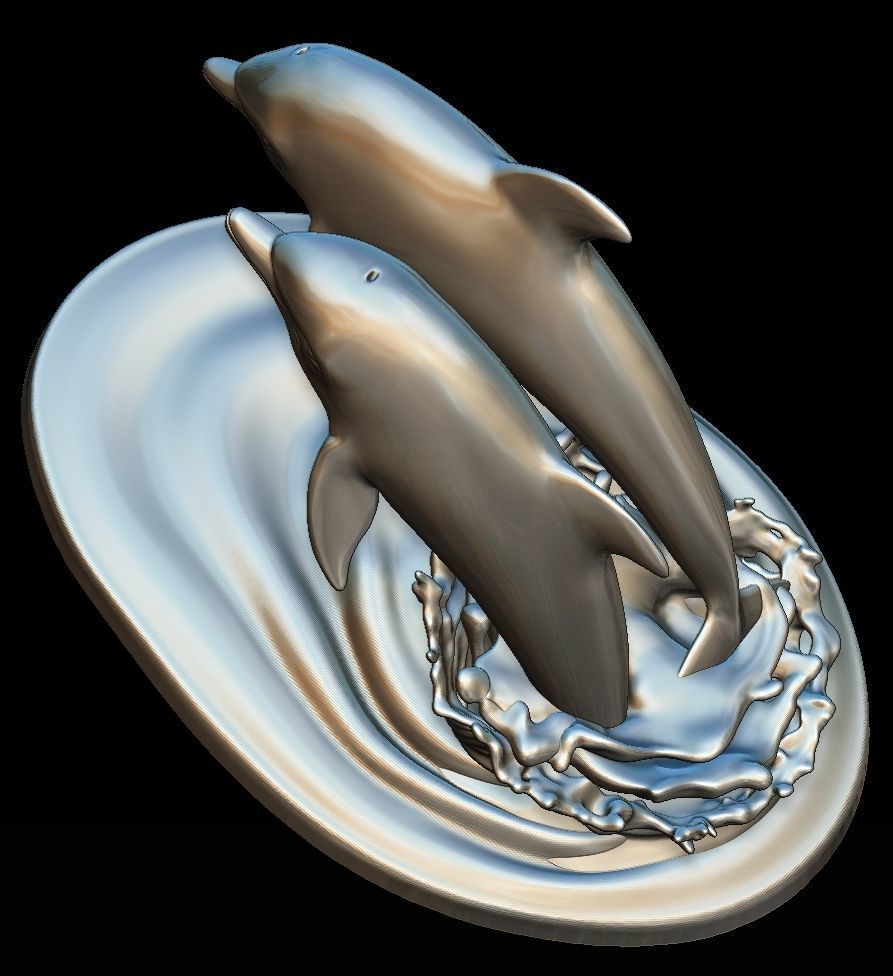 DOLPHINS leaping from water 3D print model_14