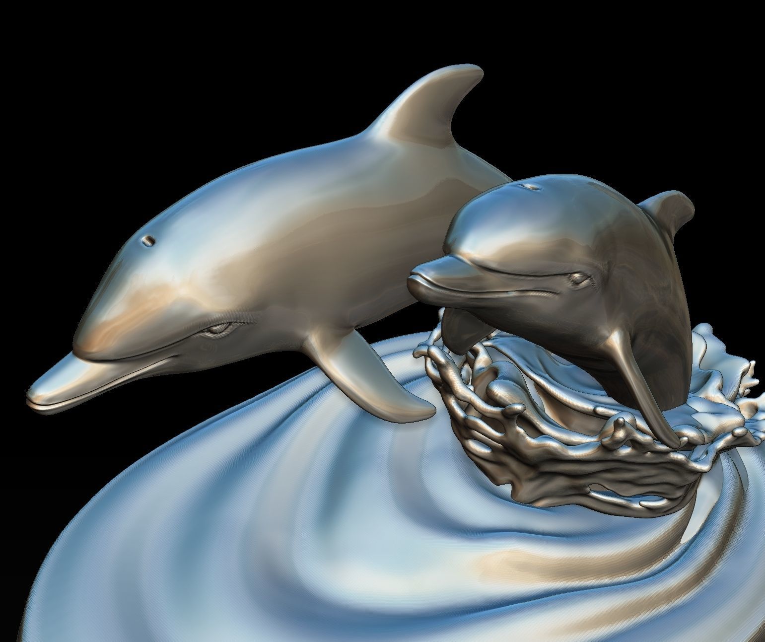 DOLPHINS leaping from water 3D print model_3