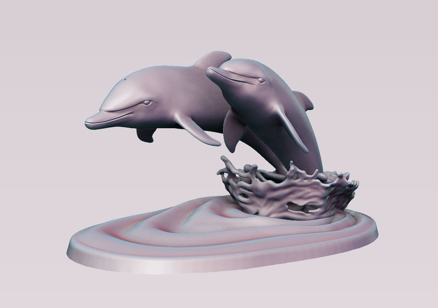 DOLPHINS leaping from water 3D print model_1