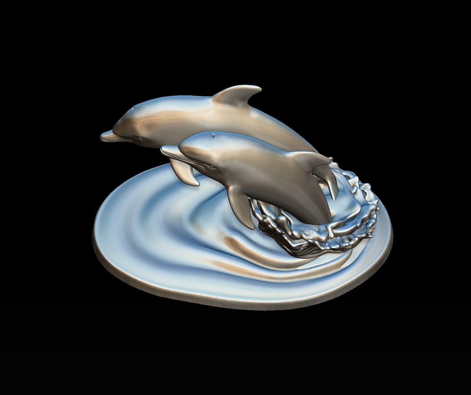 DOLPHINS leaping from water 3D print model_5