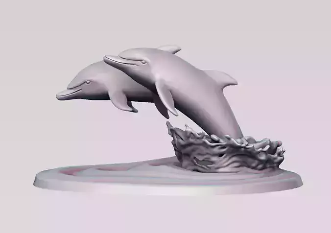 DOLPHINS leaping from water 3D print model