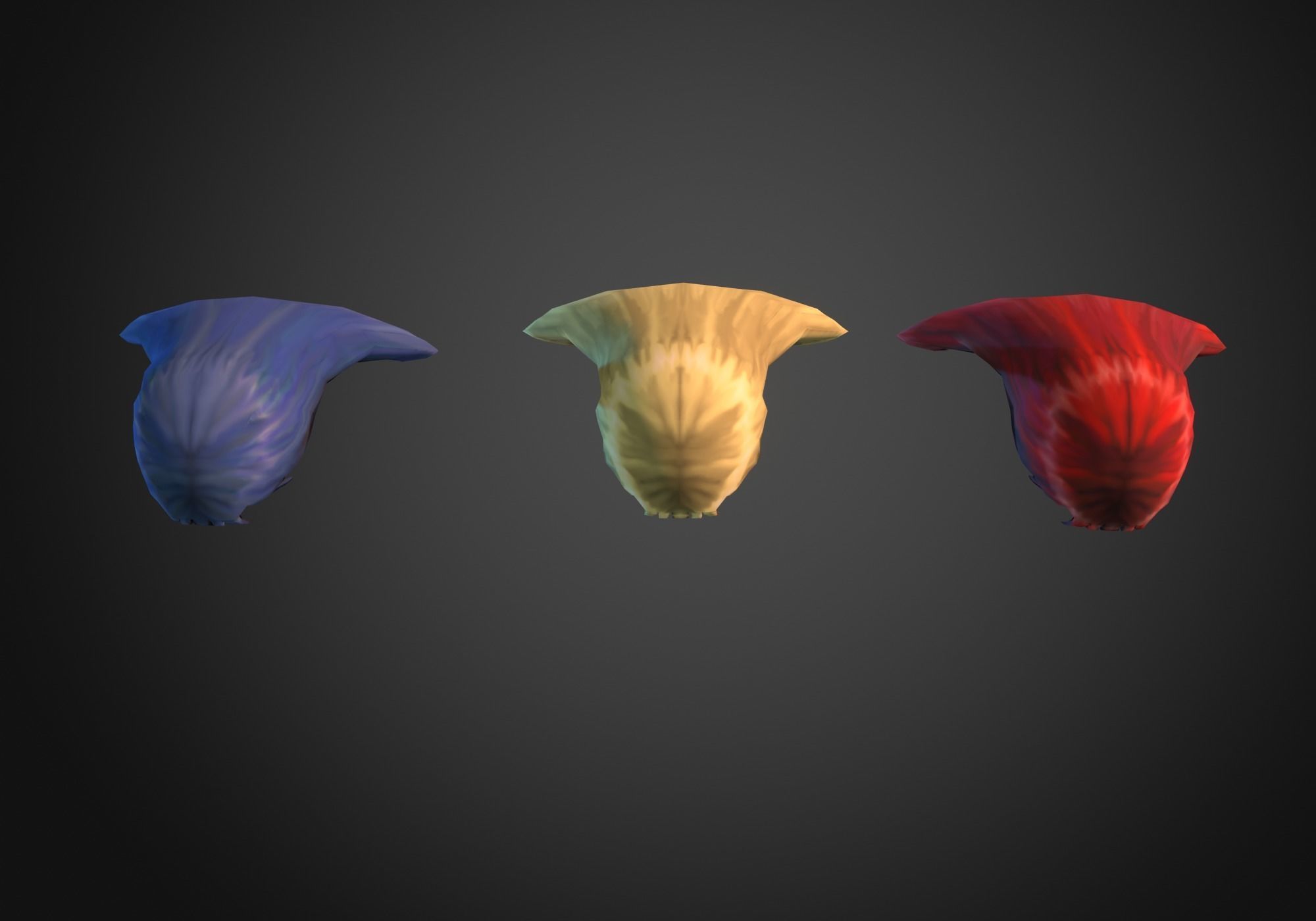 long anime hair in 3x styles Low-poly 3D model_8