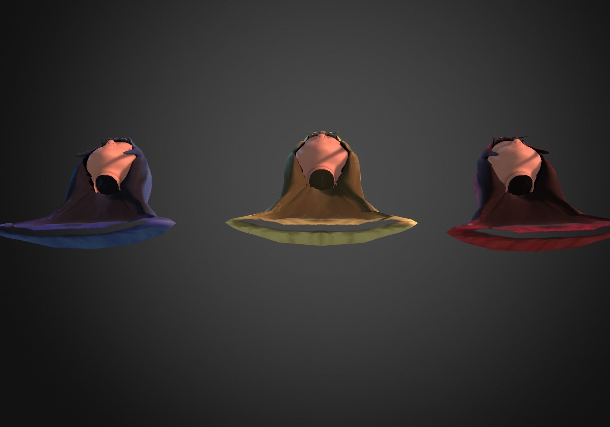 long anime hair in 3x styles Low-poly 3D model_9